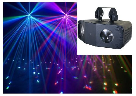 Фото Nightsun SPG143N  комбинир. световой прибор 92 RGB LED + 130 mW RG лазер, авто, звук. актив. DMX