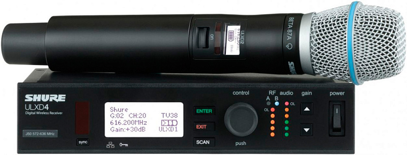 Фото SHURE ULXD24E/BETA87A K51 606 - 670 MHz цифровая радиосистема с ручным передатчиком Beta87A