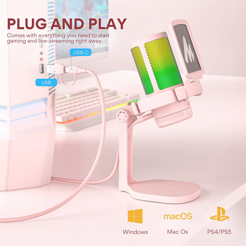Фото Микрофон Maono DGM20 (pink)