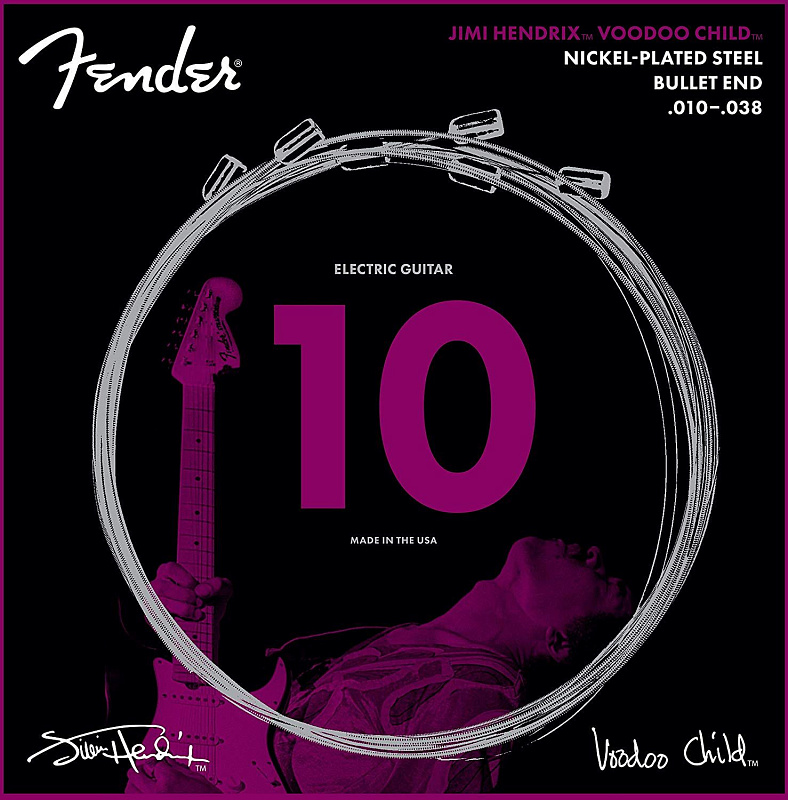 Фото FENDER HENDRIX VOODOO CHILD BULLET NICKEL PLATED STEEL 10-38